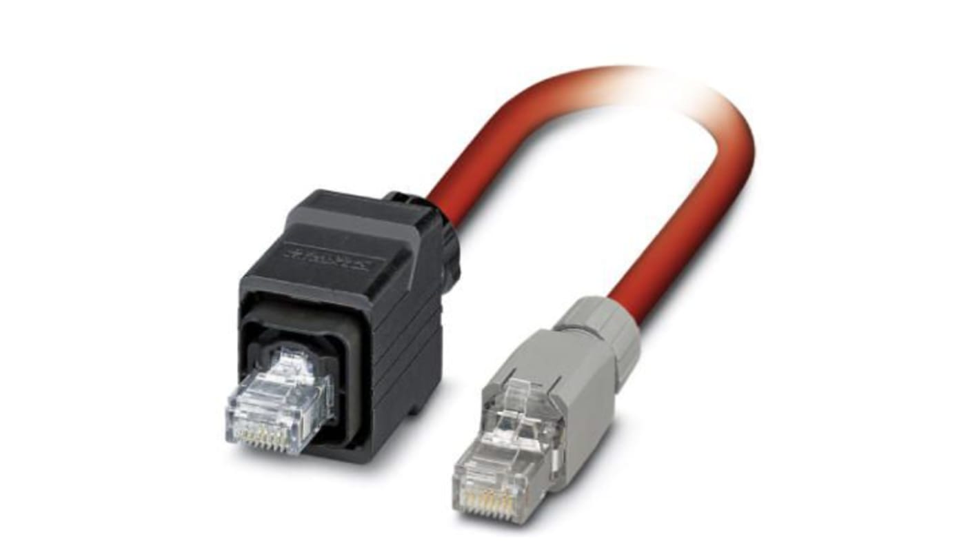 Phoenix Contact Cat5 Straight Male RJ45 to Straight RJ45 Ethernet Cable, Shielded, Red, 5m