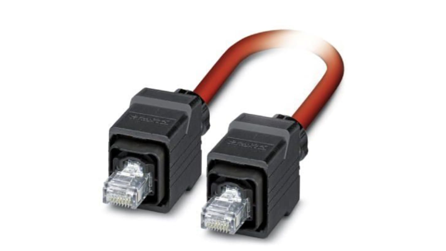 Phoenix Contact Cat5 Straight Male RJ45 to Straight Male RJ45 Ethernet Cable, Shielded, Red, 5m