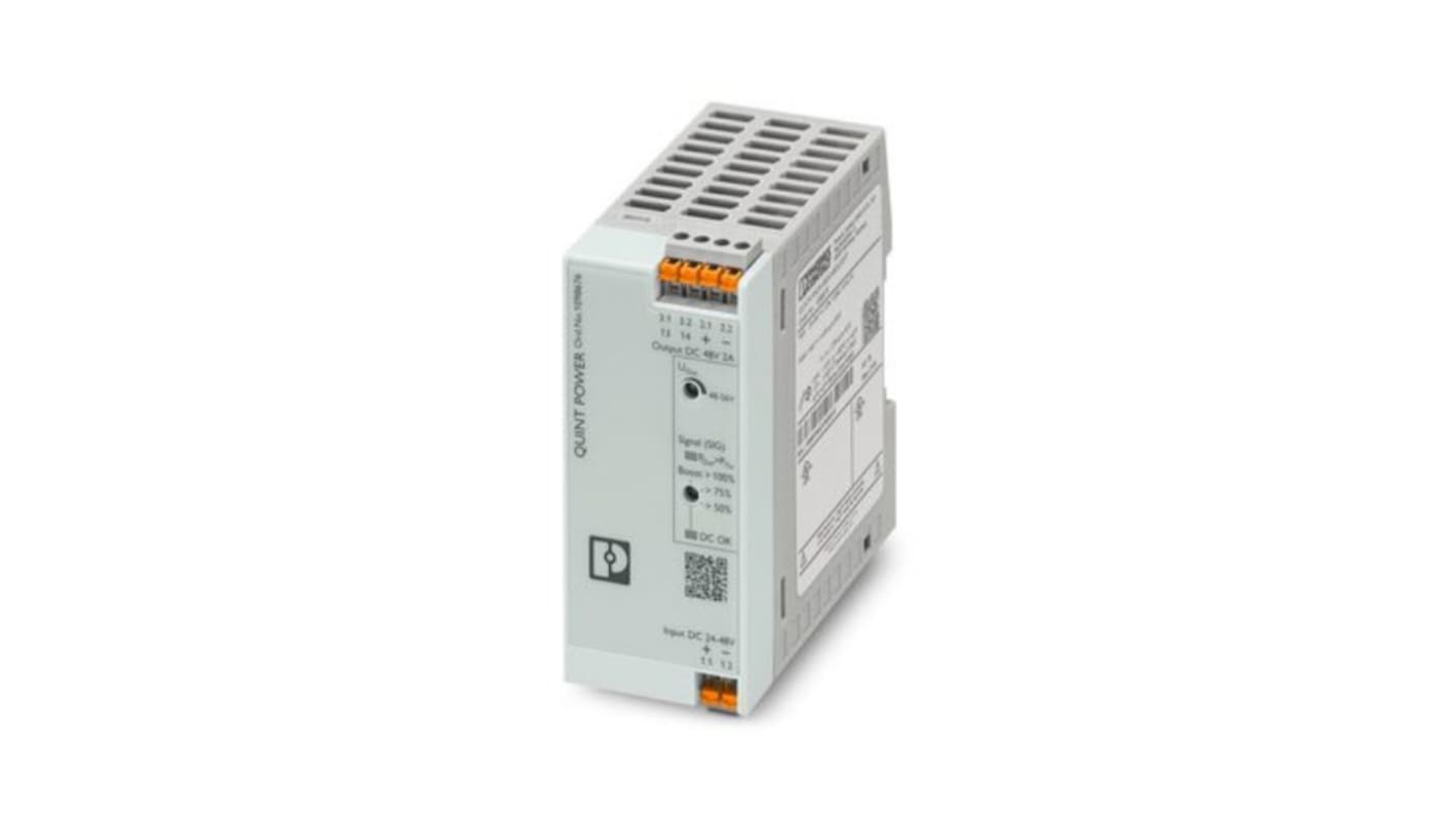 Phoenix Contact QUINT POWER DC-DC Converter, 48V dc/, 24 → 48 V dc Input, DIN Rail Mount