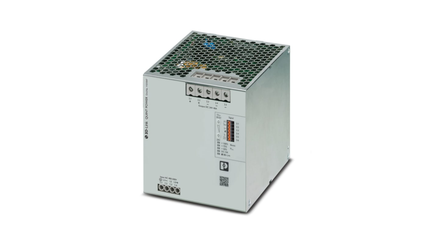 Phoenix Contact Switching Power Supply, 1151047, 24 → 29.5V dc, 40A, 1.44kW, Dual Output, 400 → 500V ac