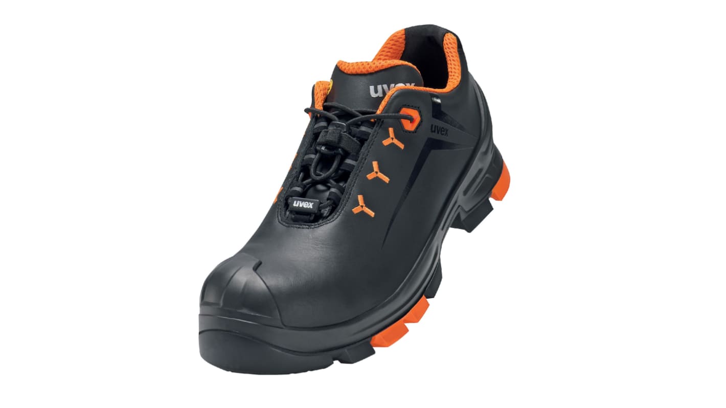 Uvex Unisex Sicherheitshalbschuhe Schwarz, Orange, mit Zehen-Schutzkappe EN 20345 S3, Größe 37 / UK 4, ESD-sicher