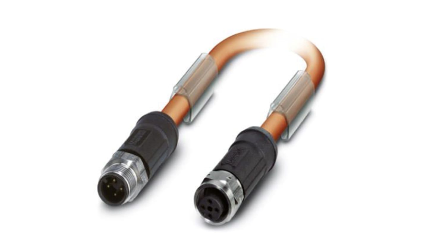 Phoenix Contact Straight Male M12 to Straight Female M12 Bus Cable, 500mm