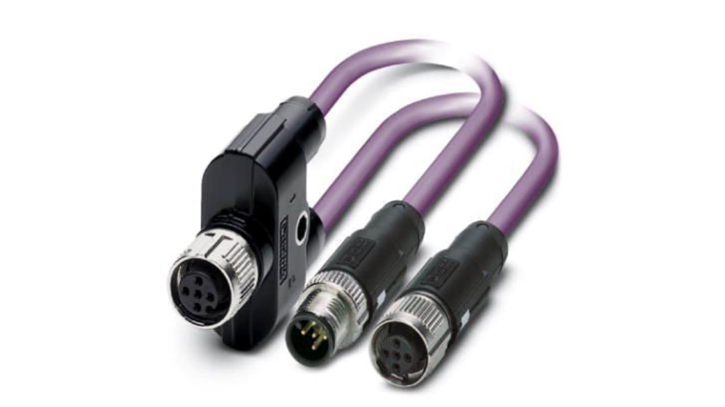 Phoenix Contact Straight Female M12 to Male M12 Bus Cable, 1m
