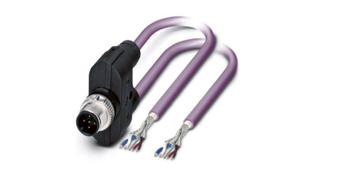 Phoenix Contact Straight Male M12 to Bus Cable, 2m