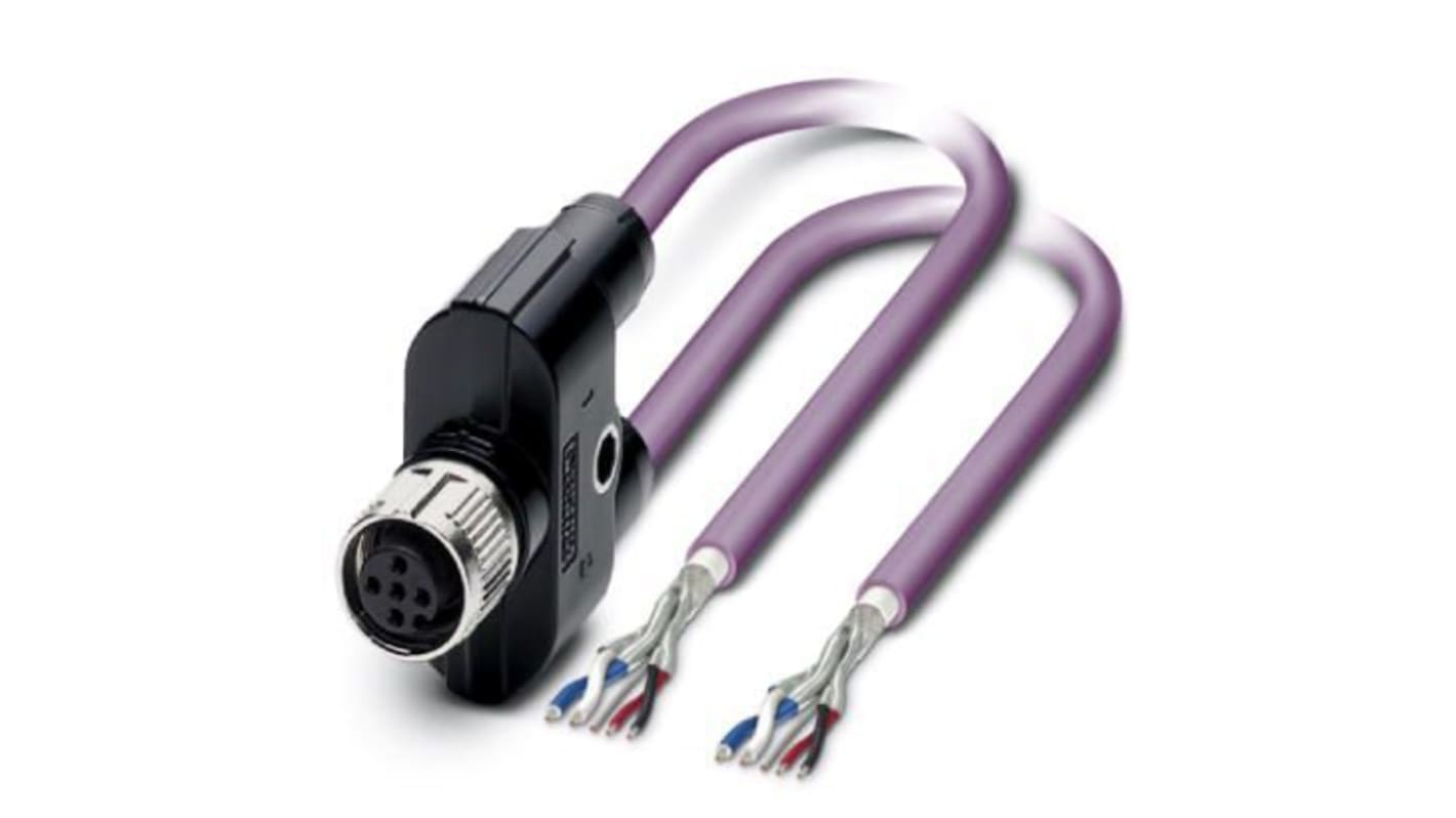 Phoenix Contact Straight Female M12 to Bus Cable, 2m