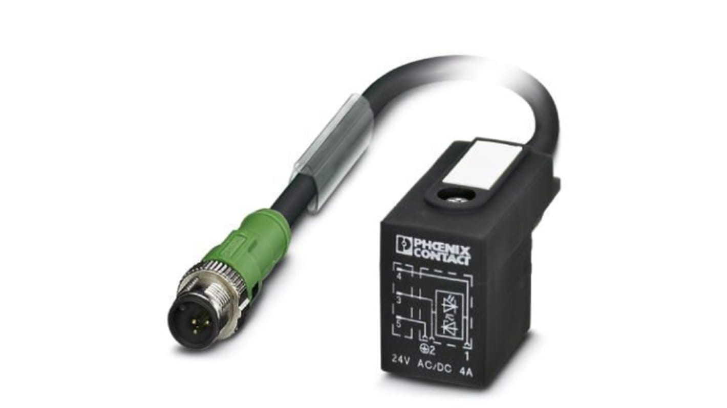 Phoenix Contact Straight Male M12 to DIN 43650 Form BI Sensor Actuator Cable, 1m