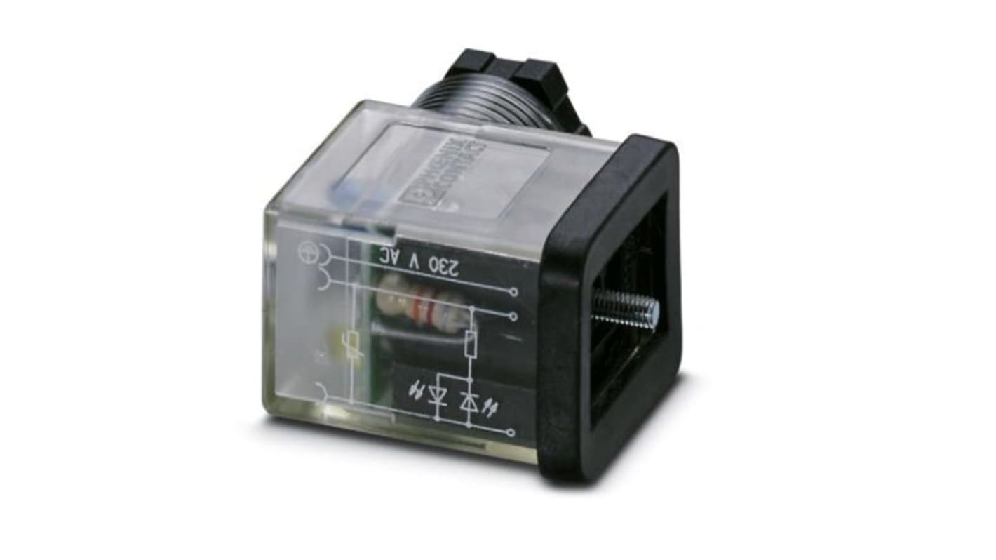 Phoenix Contact 3P, Plug Solenoid Valve Connector,  with Indicator Light, 230 V ac Voltage