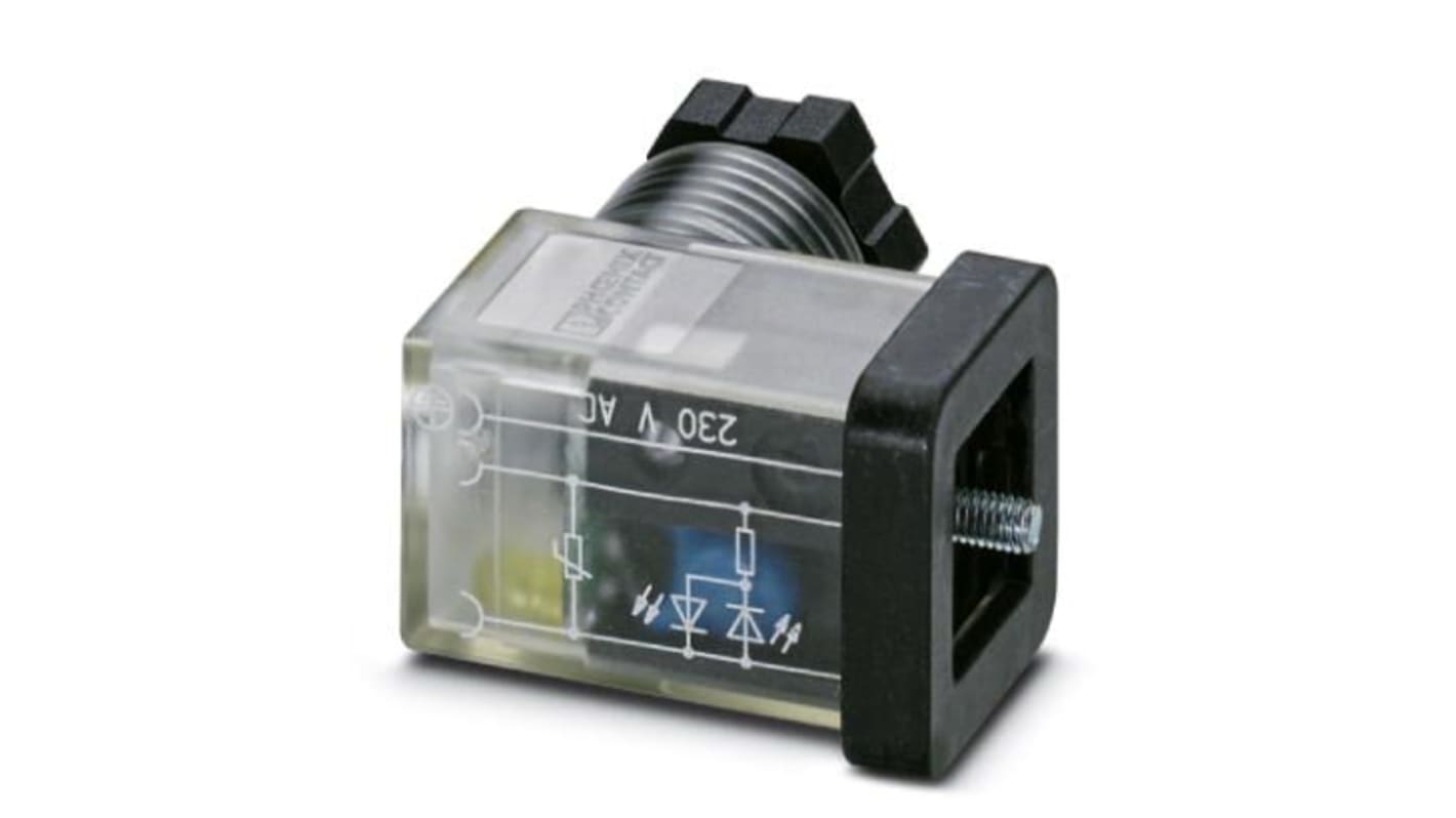 Phoenix Contact 3P, Female Solenoid Valve Connector with Indicator Light, 230 V ac Voltage