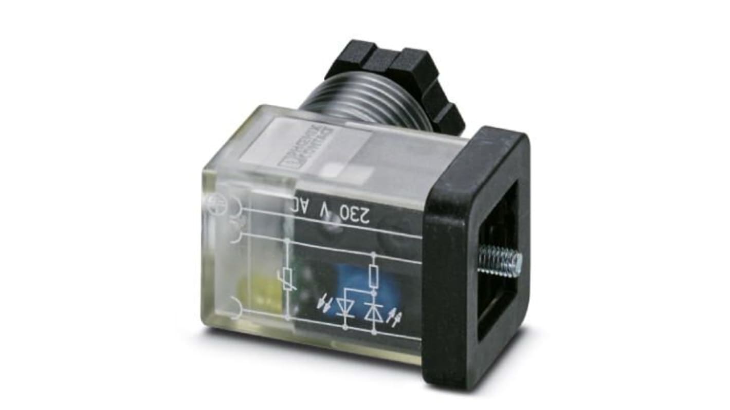 Phoenix Contact 3P, Female Solenoid Valve Connector,  with Indicator Light, 230 V ac Voltage