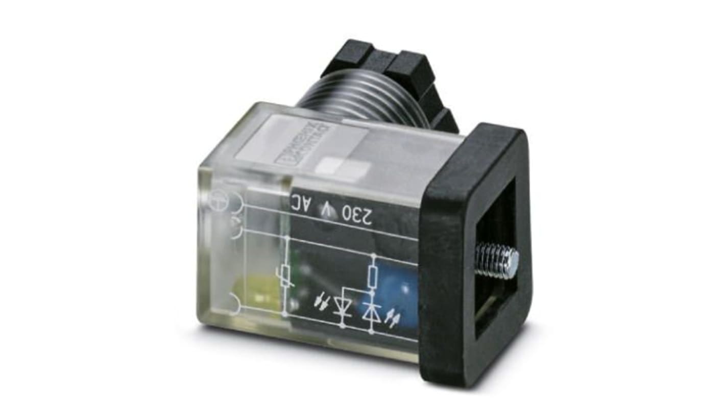 Phoenix Contact 3P, Female Solenoid Valve Connector,  with Indicator Light, 230 V ac Voltage