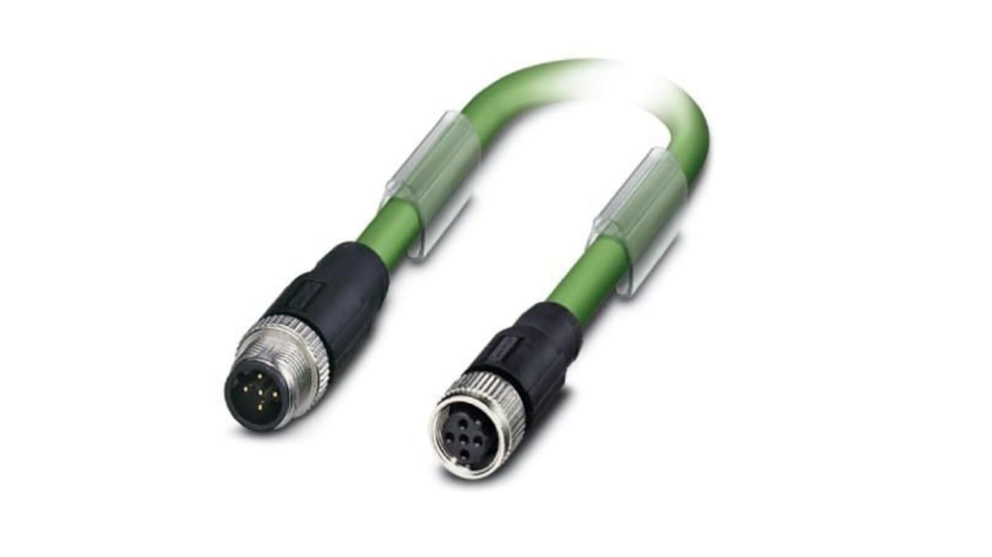 Phoenix Contact Straight Male M12 to Female M12 Bus Cable, 10m