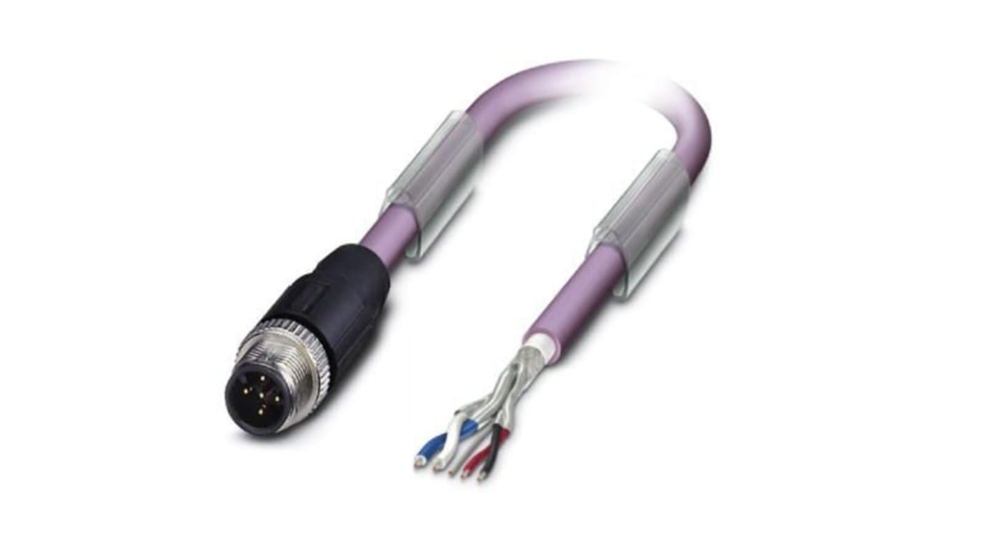 Phoenix Contact Straight Male M12 to Bus Cable, 500mm