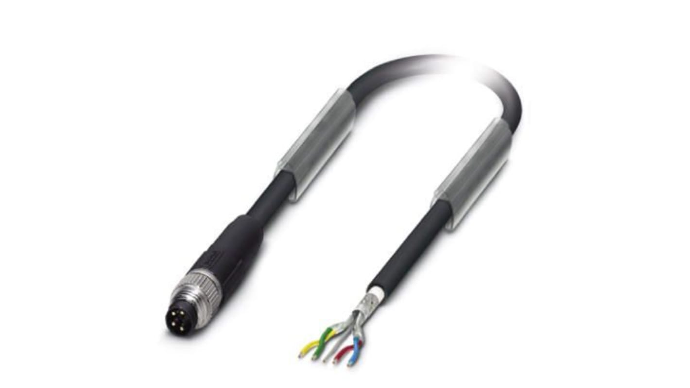 Phoenix Contact Straight Male M8 to Unterminated Bus Cable, 20m