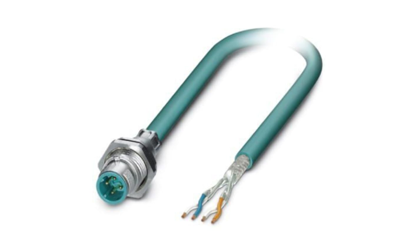 Phoenix Contact Ethernetkabel Cat.5, 1m, Blau Patchkabel, A M12 Stecker, B offenes Ende