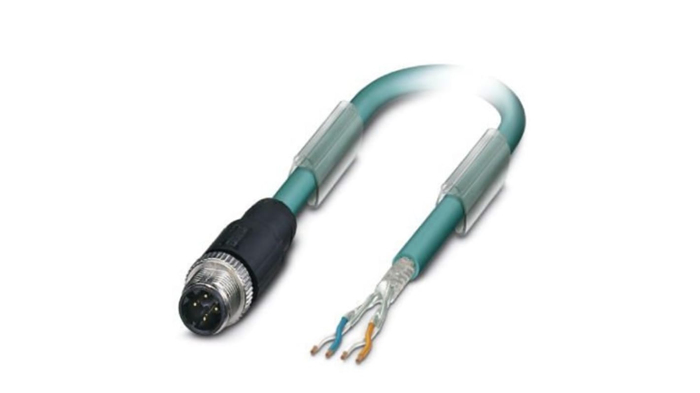 Phoenix Contact SAC Ethernetkabel Cat.5, 15m, Blau Patchkabel, A M12 Stecker, B offenes Ende