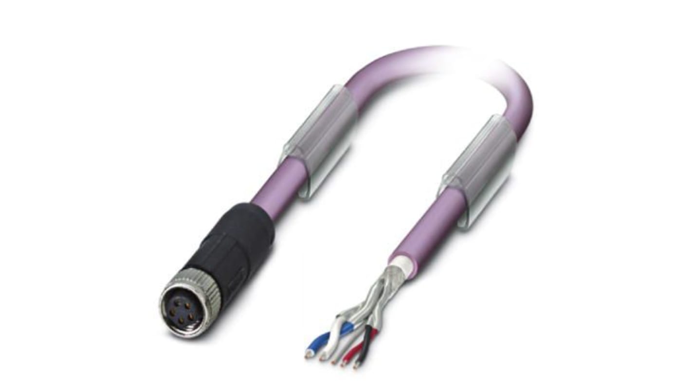 Phoenix Contact Straight Female M8 to Unterminated Bus Cable, 15m