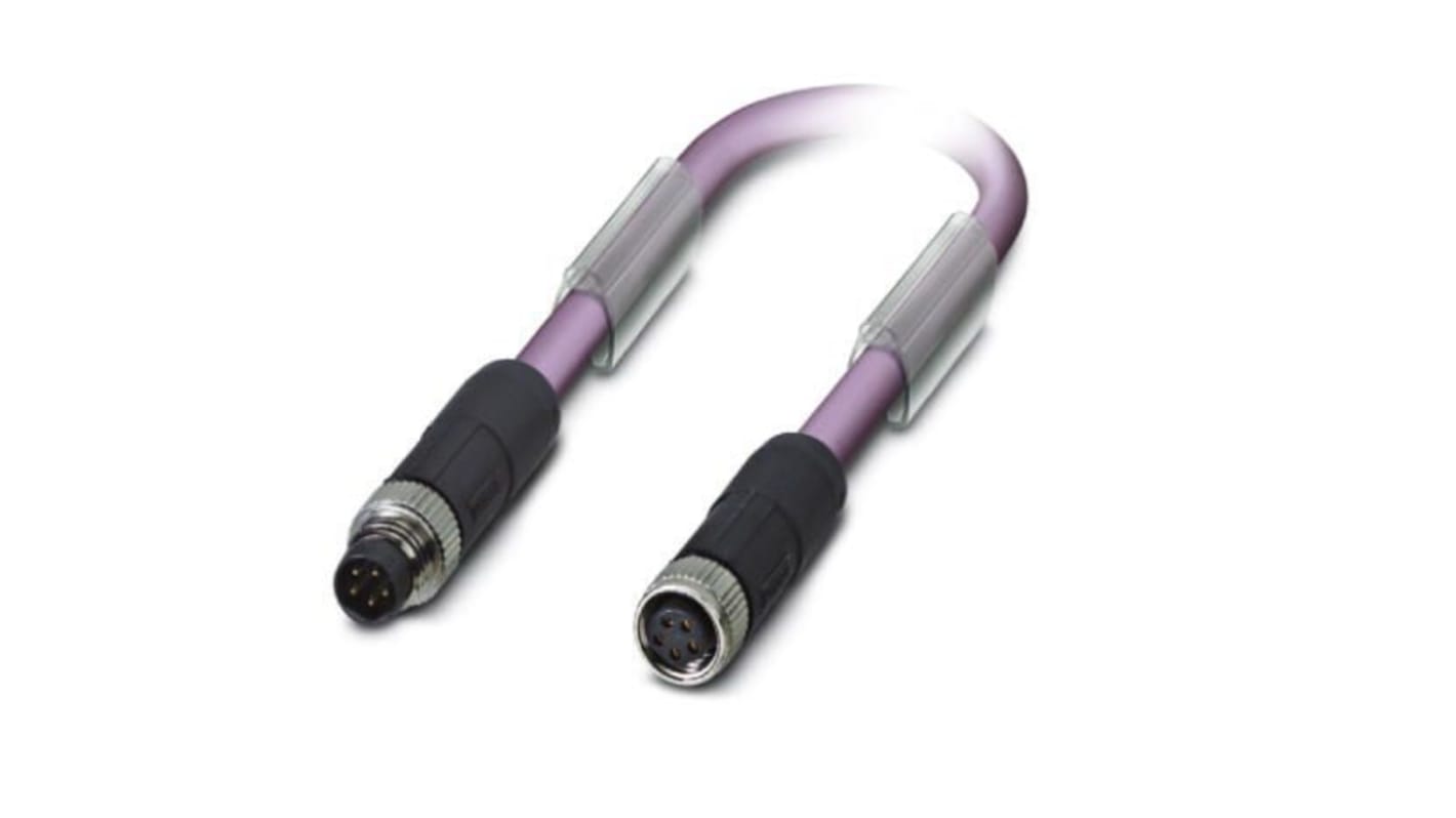 Phoenix Contact Straight Male M8 to Female M8 Bus Cable, 10m