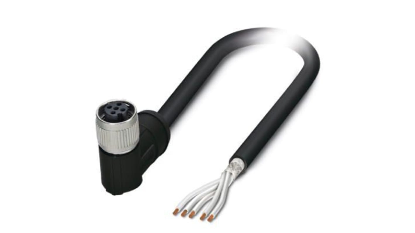 Phoenix Contact Right Angle Female M12 to Unterminated Sensor Actuator Cable, 5m