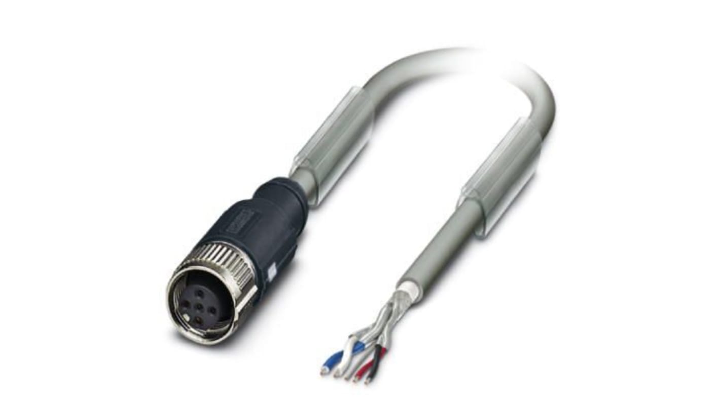 Phoenix Contact Straight Female M12 to Unterminated Bus Cable, 15m