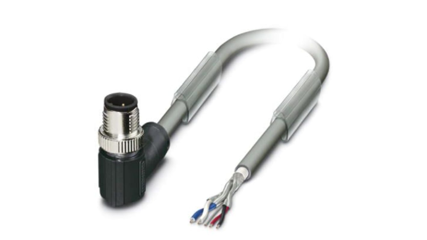 Phoenix Contact Right Angle Male M12 to Bus Cable, 10m