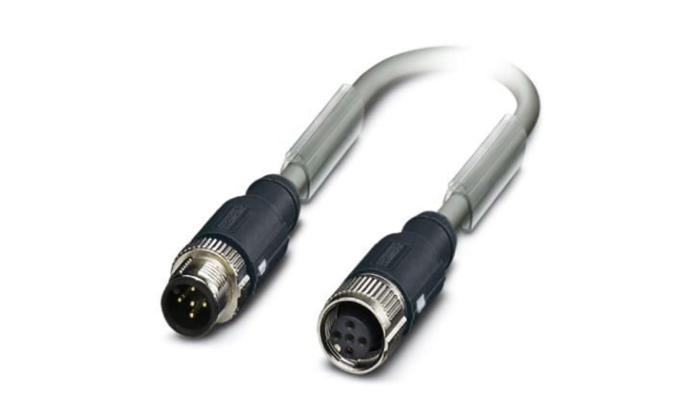 Phoenix Contact Straight Male M12 to Straight Female M12 Bus Cable, 10m