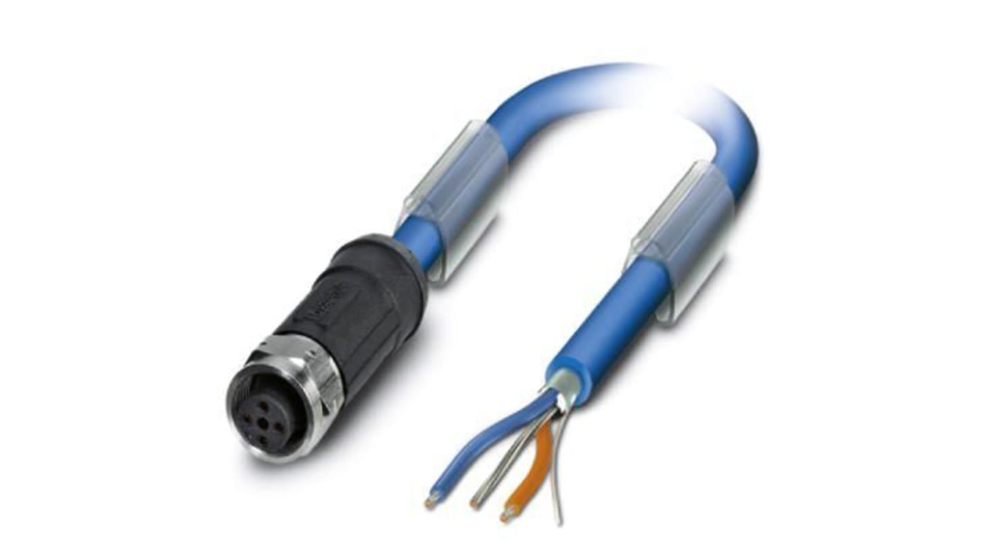 Phoenix Contact Straight Female M12 to Unterminated Bus Cable, 10m