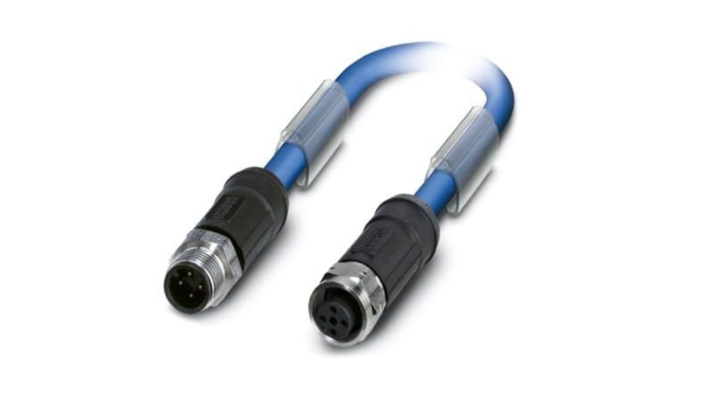 Phoenix Contact Straight Male M12 to Female M12 Bus Cable, 15m