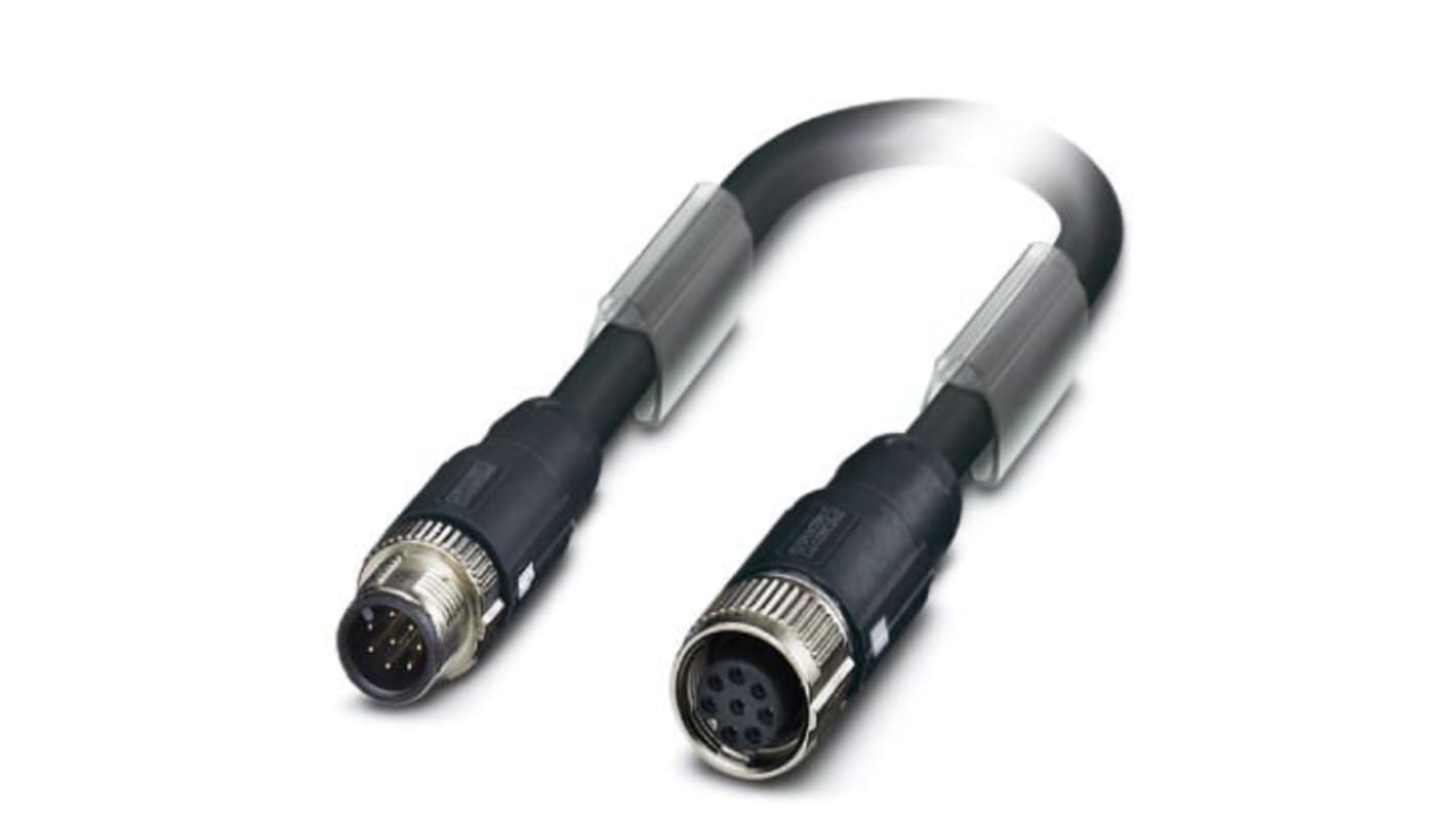 Phoenix Contact Straight Male M12 to Straight Female M12 Bus Cable, 2m