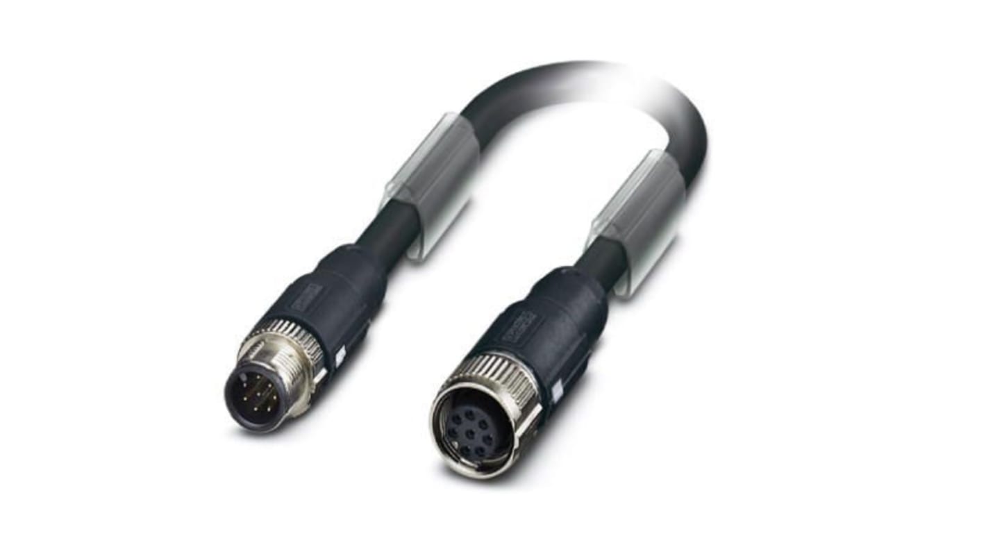 Phoenix Contact Straight Male M12 to Female M12 Bus Cable, 5m