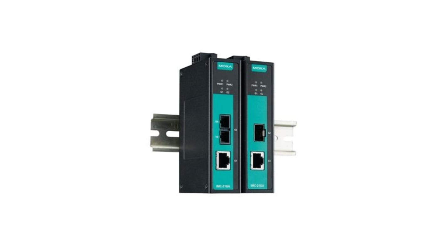 MOXA 10/100T, RJ45 Ethernet Media Converter, Single Mode, 10/100/1000Mbit/s, Full Duplex 0.5km