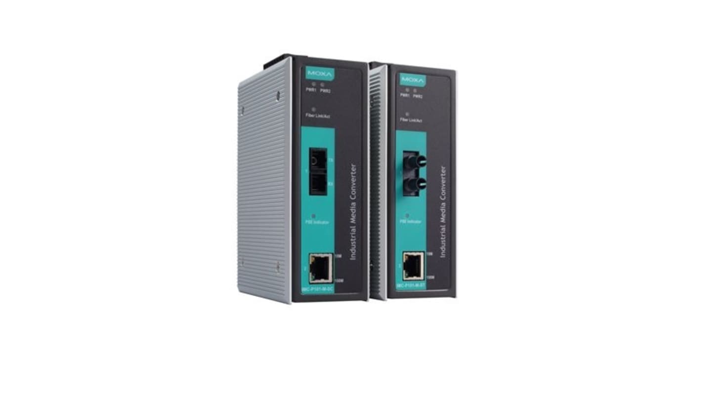 MOXA 10/100T, RJ45 Ethernet Media Converter, Multi Mode, 10/100Mbit/s, Full Duplex 5km