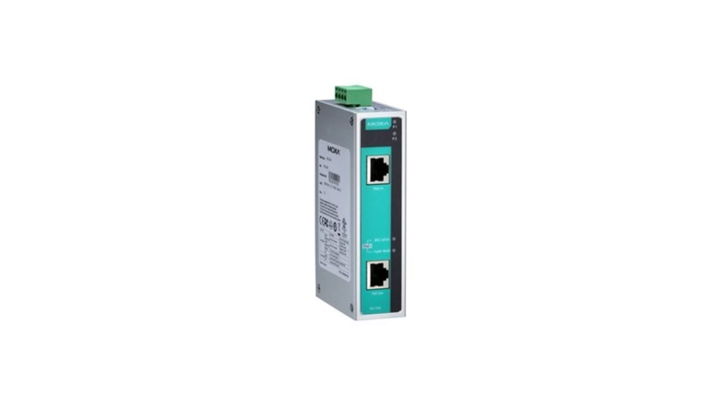 Injecteur PoE, MOXA, 10/100/1000BaseT(X), RJ45 connector Ports, Entrée 48V c.c., Sortie 22-57V c.c., 60W