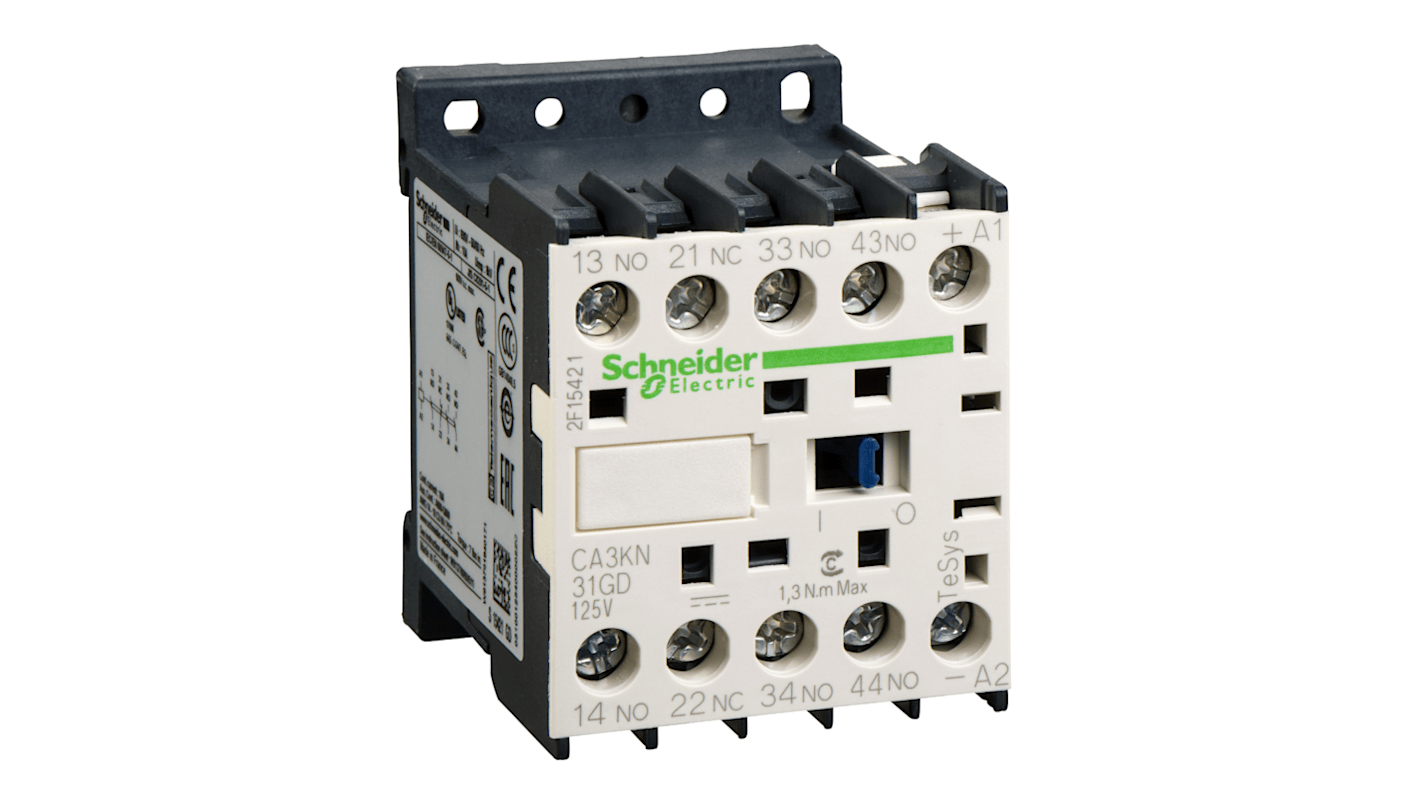 Relé de control Schneider Electric TeSys, 2 NA + 2 NC, 125 V dc