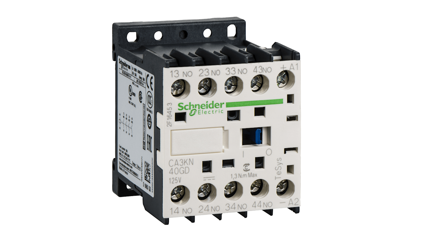 Relé de control Schneider Electric TeSys, 2 NA + 2 NC, 125 Vdc