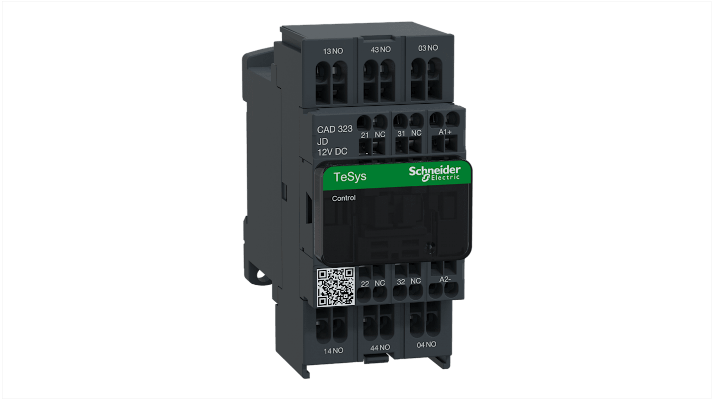CAD323JD Schneider Electric Control Relay 3 NO + 2 NC, 10 A Contact Rating, 5.4 W, 12 V, TeSys