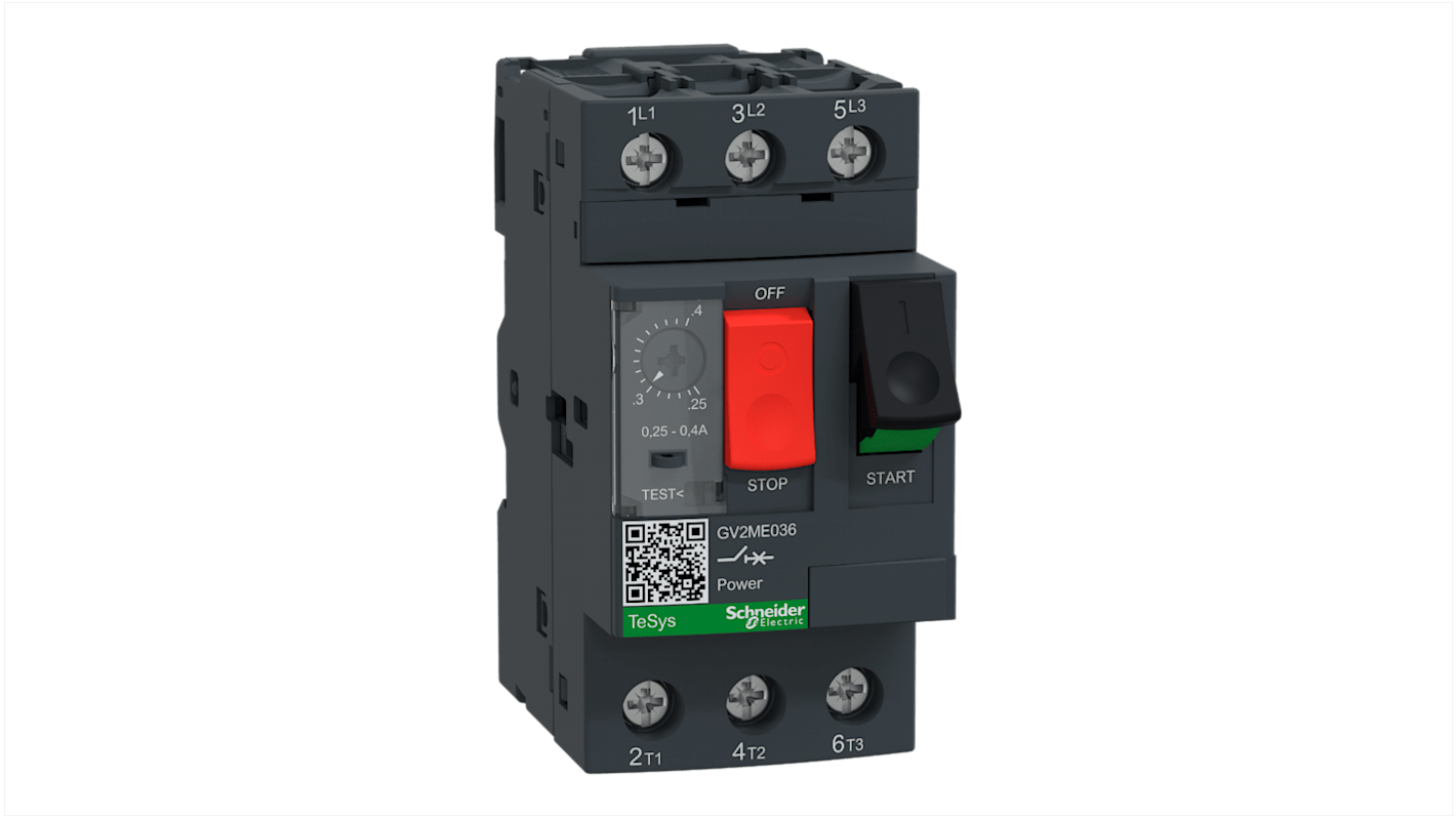 Guardamotor Schneider Electric TeSys GV2ME, 690 V, 0,25 → 0,4 A