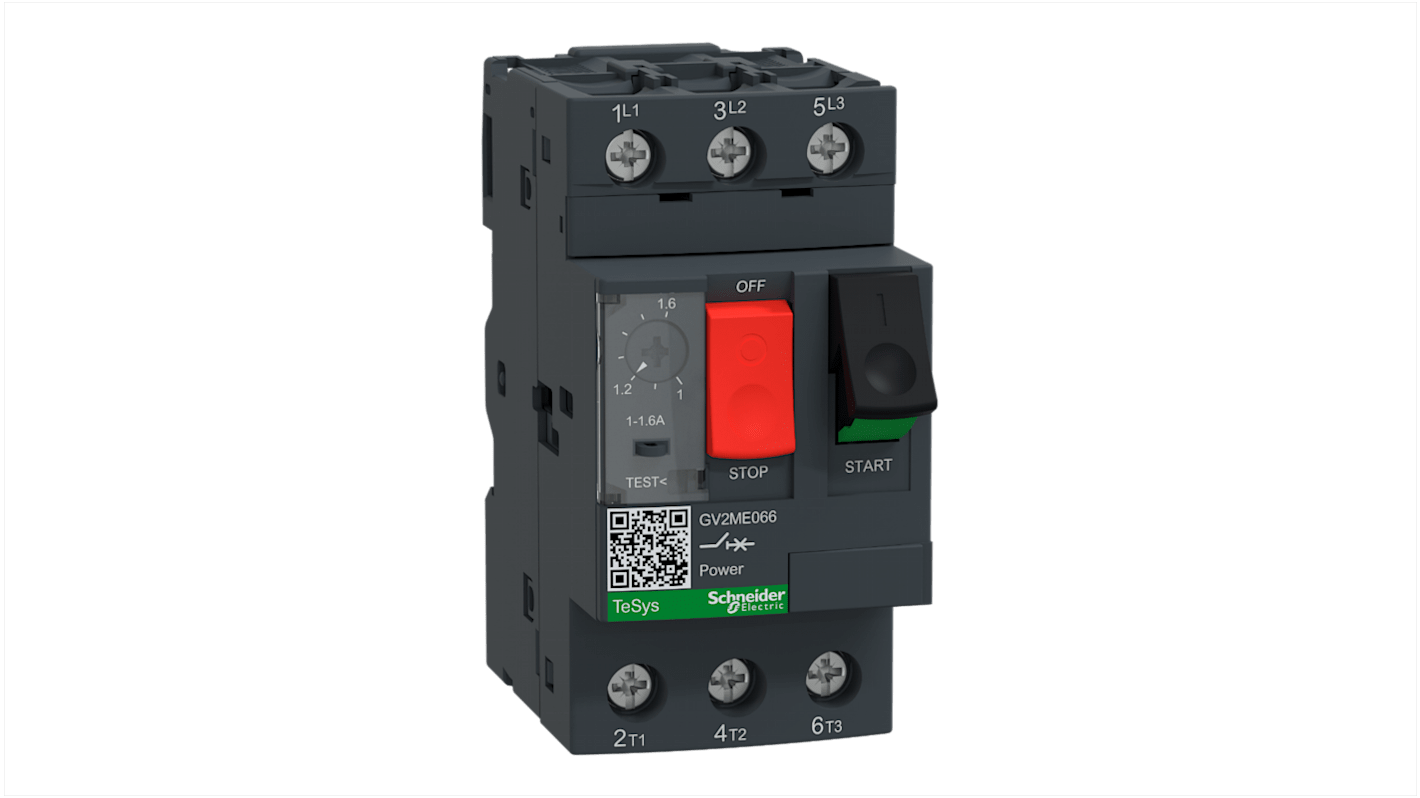 Schneider Electric TeSys GV2ME Motorschutzschalter, 1 → 1,6 A 690 V 89mm x 44.5mm