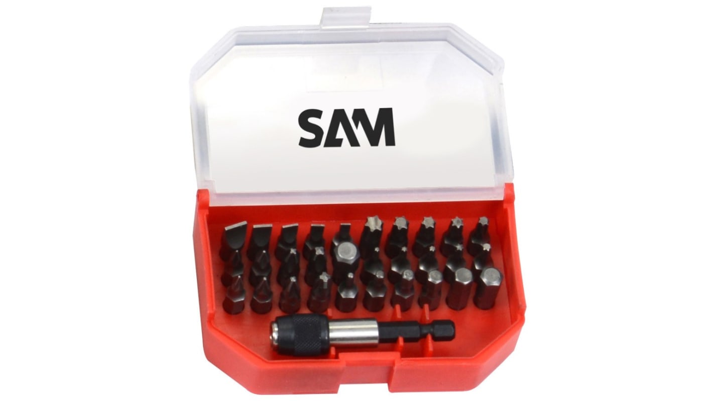 SAM Hexagon, Phillips, Pozidriv, Slotted, Torx Screwdriver Bit Set, Slotted: 3 - 4 - 4.5 - 5 - 5.5 - 6.5Phillips: 1 x