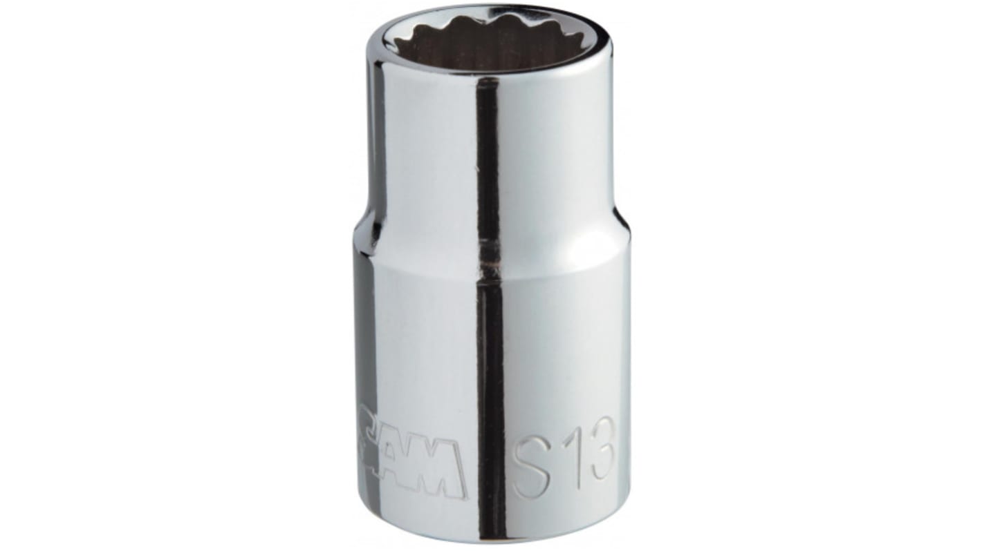 SAM 1/2 in Drive 8mm Standard Socket, 12 point, 38 mm Overall Length