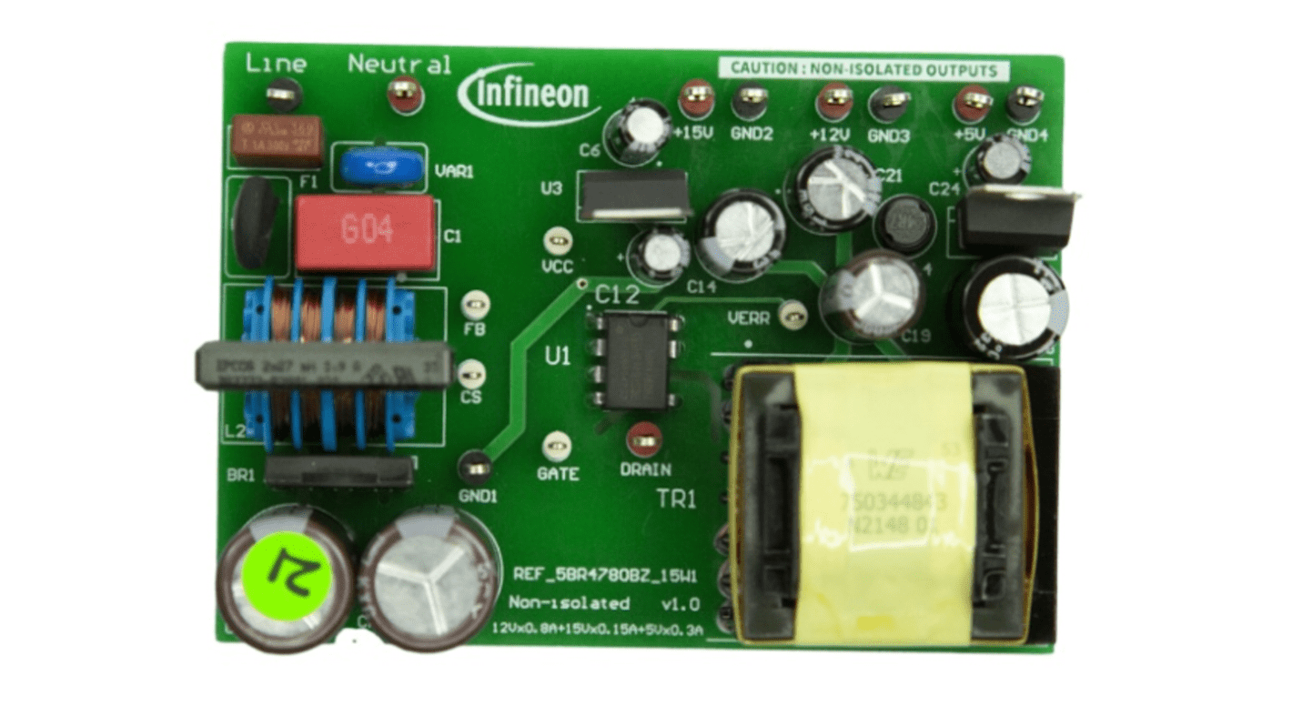 Kit de desarrollo Convertidor de retorno Infineon REF_5BR4780BZ_15W1 - REF5BR4780BZ15W1TOBO1