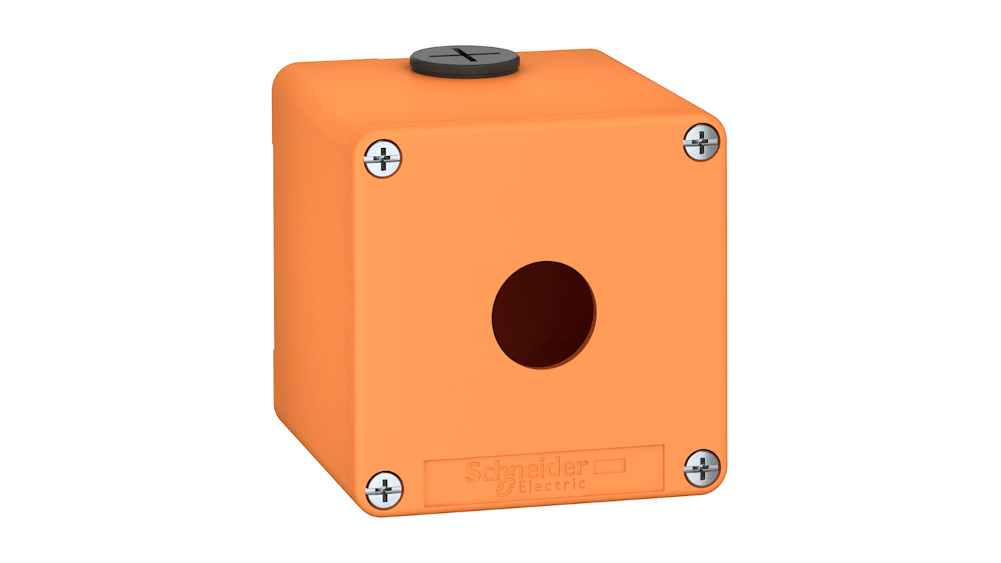 Schneider Electric Orange Die Cast Zinc XAPO Empty Control Station - 1 Hole 22mm Diameter