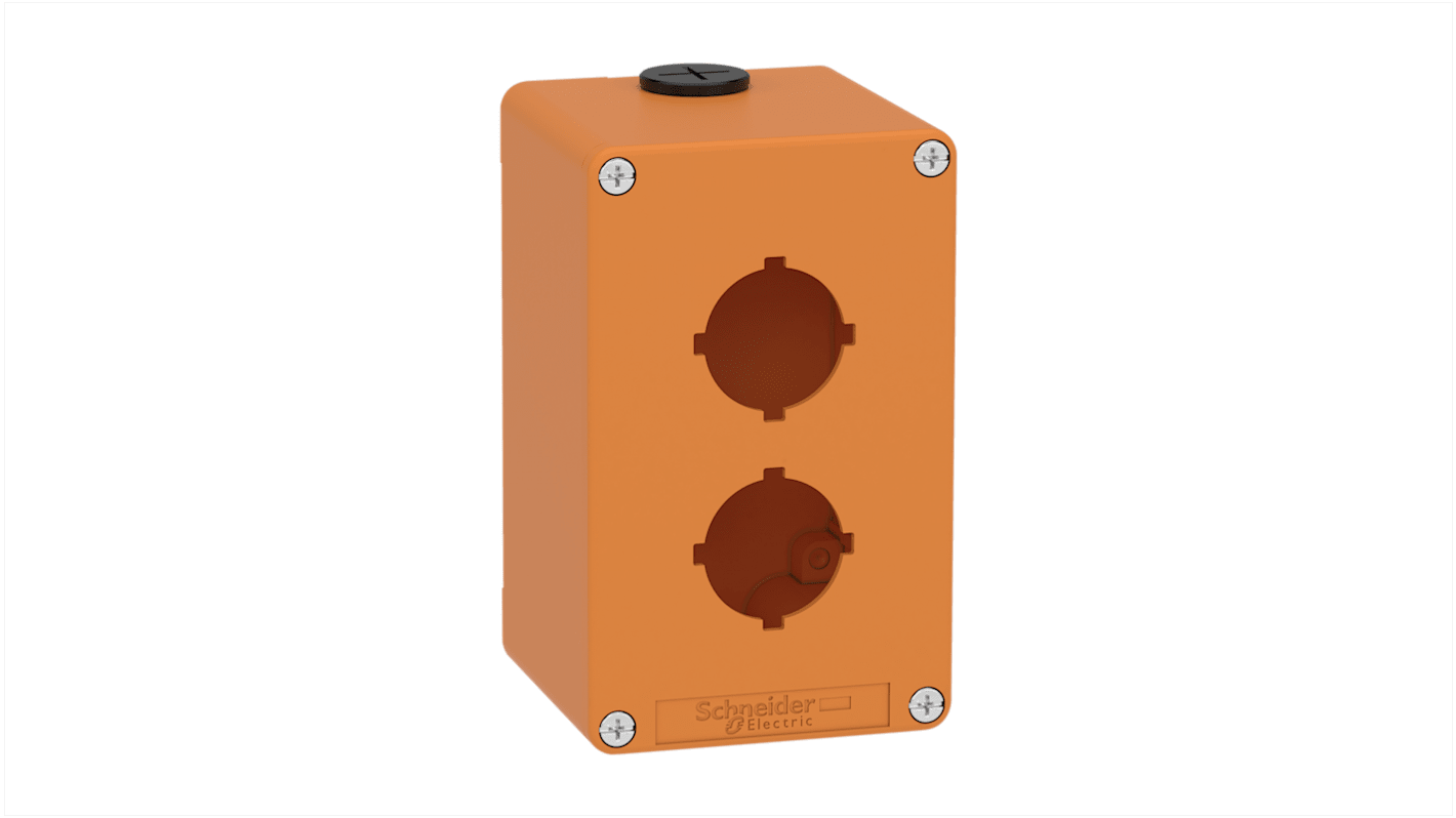 Station de commande vide Schneider Electric XAPO, 2 découpes, en Zingué moulé sous pression Orange, Ø 30mm