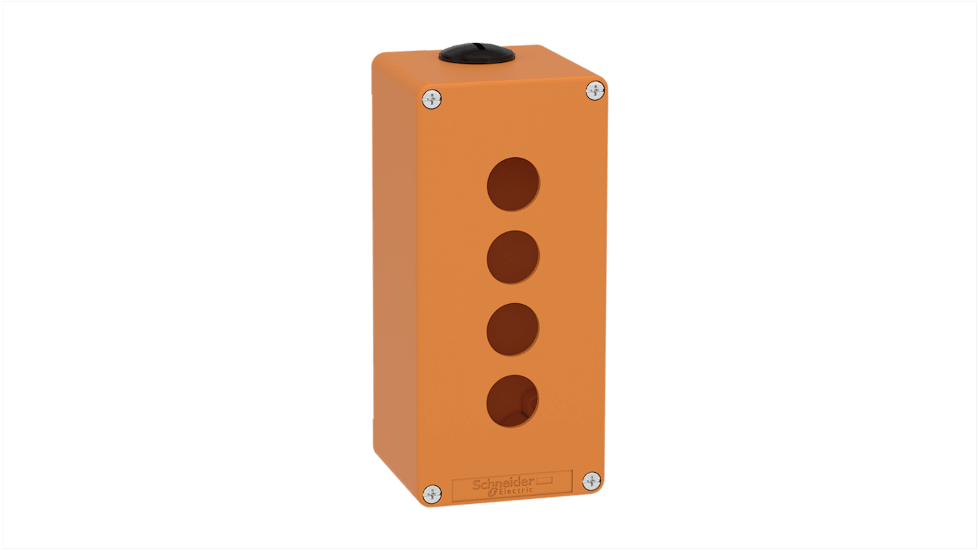 Schneider Electric Orange Die Cast Zinc XAPO Empty Control Station - 4 Hole 22mm Diameter