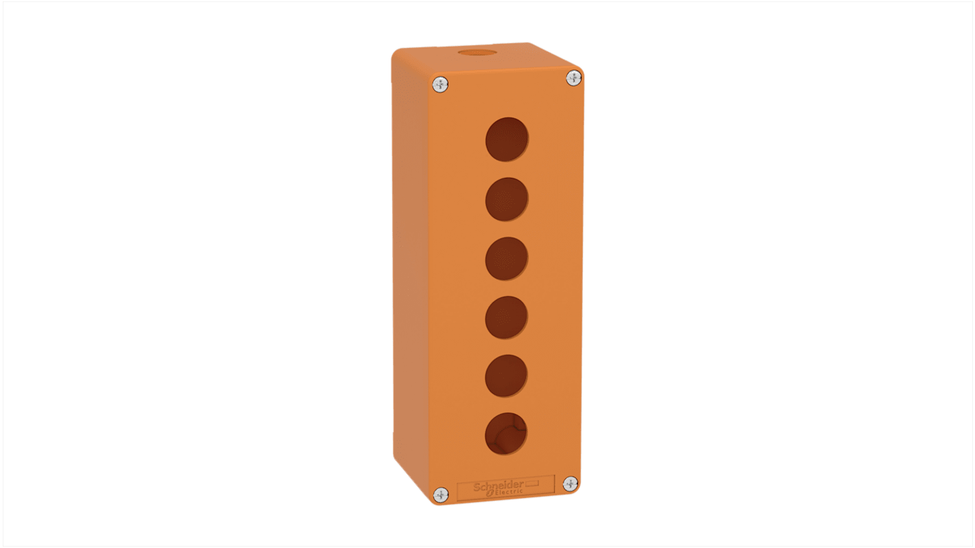 Schneider Electric Orange Die Cast Zinc XAPO Empty Control Station - 6 Hole 22mm Diameter