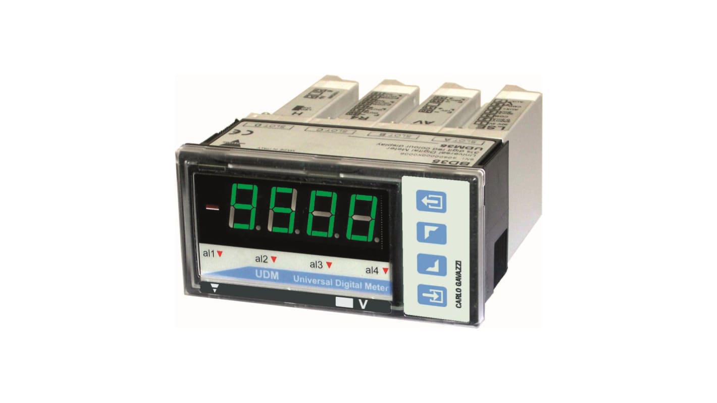 Analizador de red multifunción de panel Carlo Gavazzi, con display Indicador LED, para Fachada de display, dim. 45 x