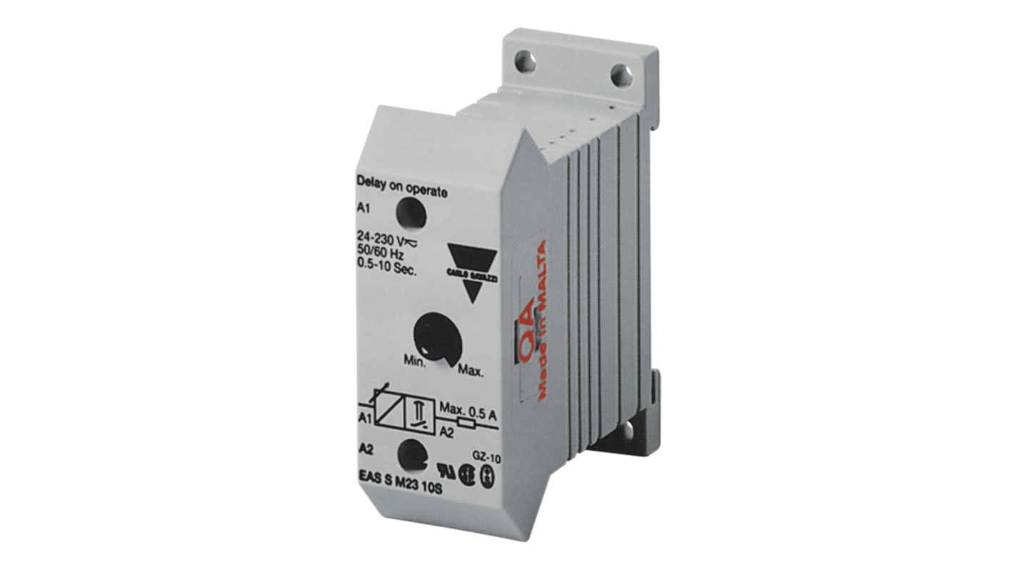 Carlo Gavazzi DIN Rail Mount Timer Relay, 24 → 230V ac, 2-Contact, 0.1 → 1min, 1-Function, SPST