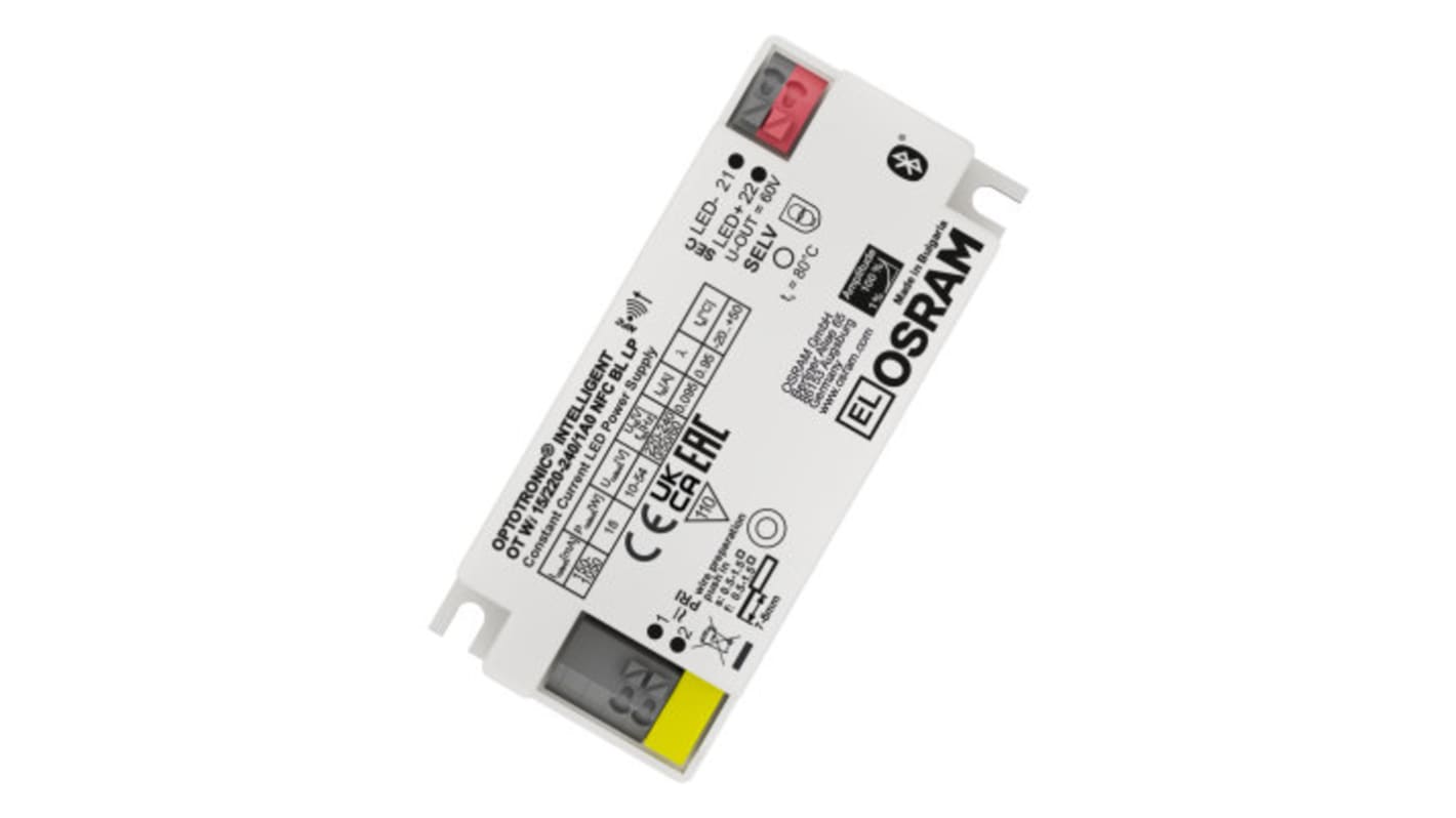 Driver LED corriente constante Osram, IN: 220 →240 V, OUT: 10 → 54V, 150 → 1050mA, 18W, regulable