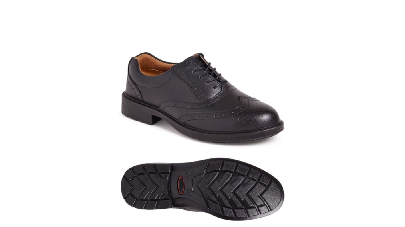 Sterling Safety Wear Unisex Black Toe Capped Safety Shoes, UK 8, EU 42