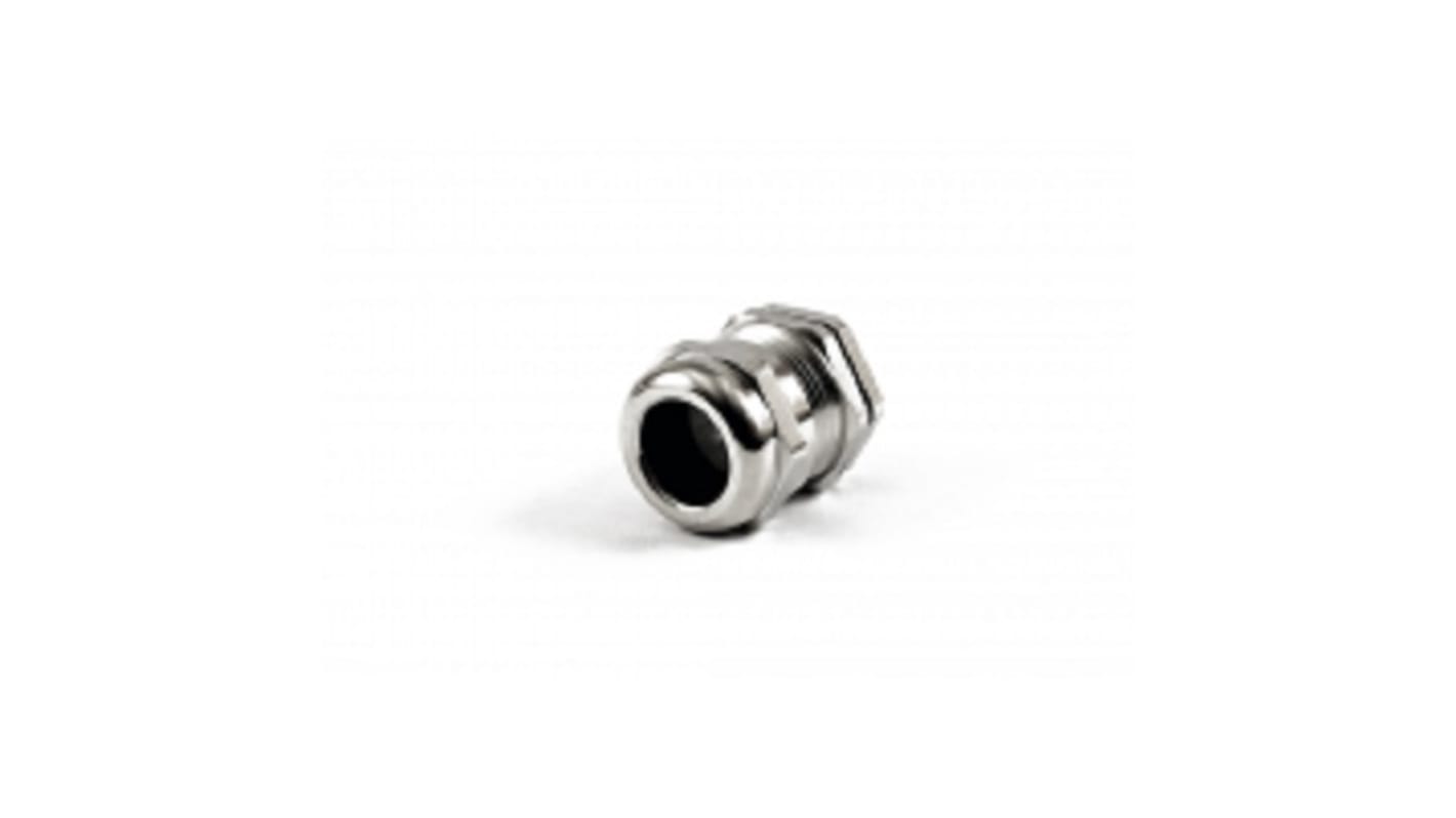 Hammond 1427BCG Series Grey Nickel Plated Brass Cable Gland, M20 Thread, 10mm Min, 14mm Max, IP68