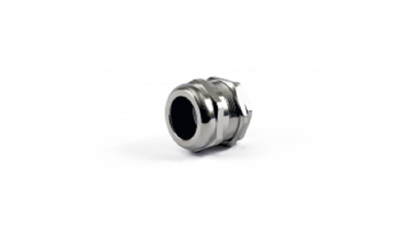 Hammond 1427BCG Series Grey Nickel Plated Brass Cable Gland, M32 Thread, 18mm Min, 25mm Max, IP68